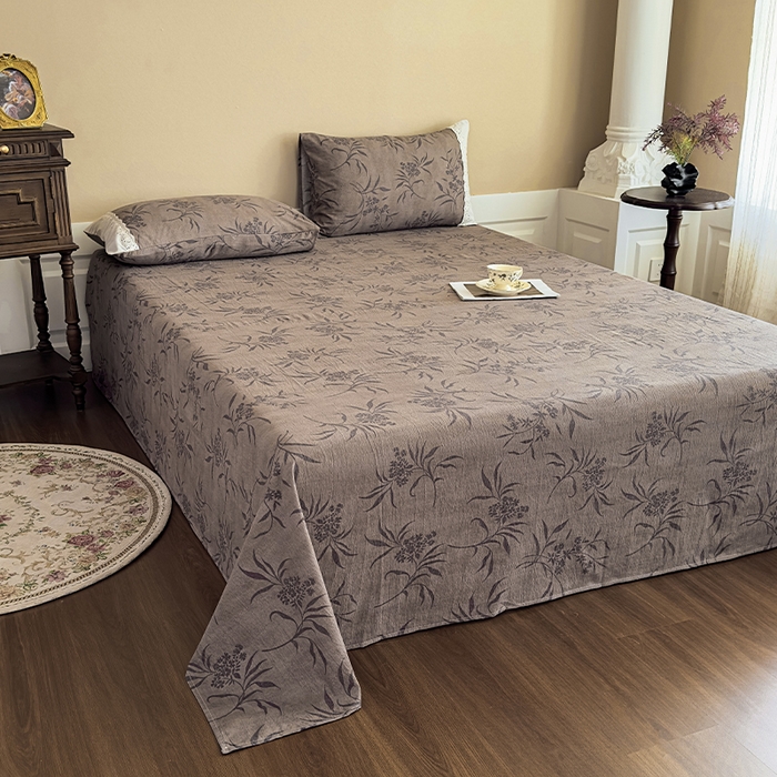 91家纺网 家纺一手货源 找家纺 丝芙妮家居（原乐视家纺） 2025新款全棉纯棉蕾丝花边原麻单件床单单品床单 风野涧