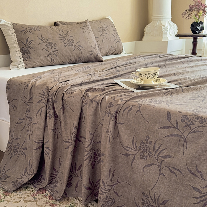 91家纺网 家纺一手货源 找家纺 丝芙妮家居（原乐视家纺） 2025新款全棉纯棉蕾丝花边原麻单件床单单品床单 风野涧