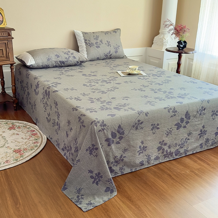 91家纺网 家纺一手货源 找家纺 丝芙妮家居（原乐视家纺） 2025新款全棉纯棉蕾丝花边原麻单件床单单品床单 夜色未央