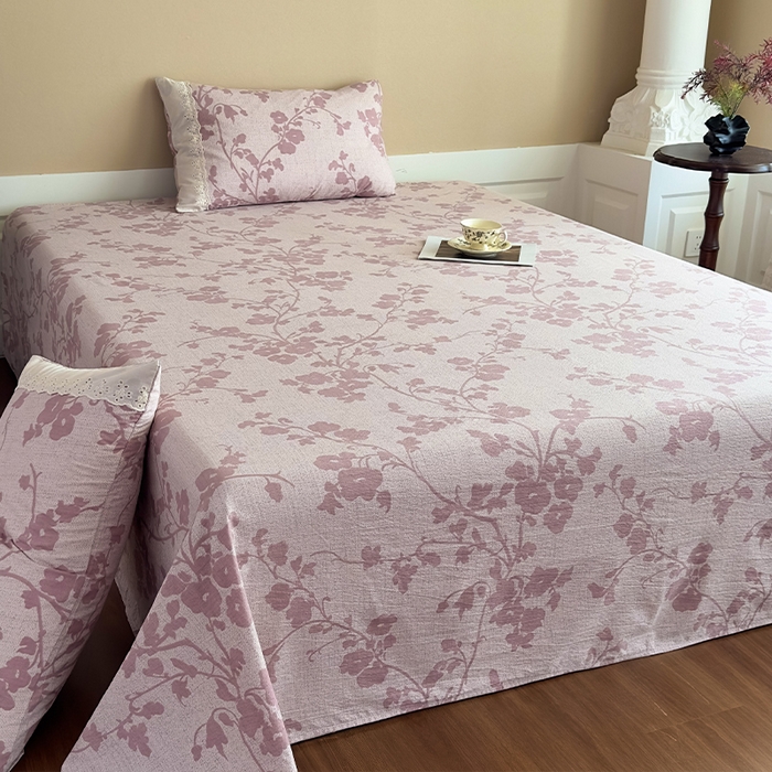 91家纺网 家纺一手货源 找家纺 丝芙妮家居（原乐视家纺） 2025新款全棉纯棉蕾丝花边原麻单件床单单品床单 云栖