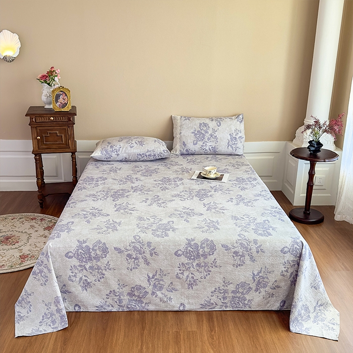 91家纺网 家纺一手货源 找家纺 丝芙妮家居（原乐视家纺） 2025新款全棉纯棉蕾丝花边原麻单件床单单品床单 梦幻花园