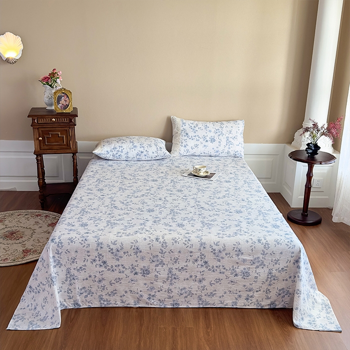 91家纺网 家纺一手货源 找家纺 丝芙妮家居（原乐视家纺） 2025新款全棉纯棉蕾丝花边原麻单件床单单品床单 庄生晓梦