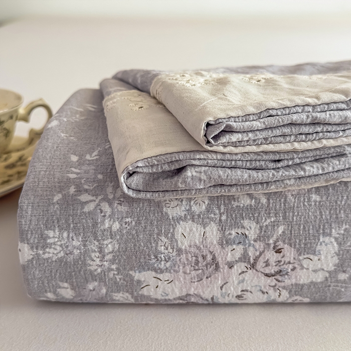 丝芙妮家居（原乐视家纺） 2025新款全棉纯棉蕾丝花边原麻单件床单单品床单 花屿梦