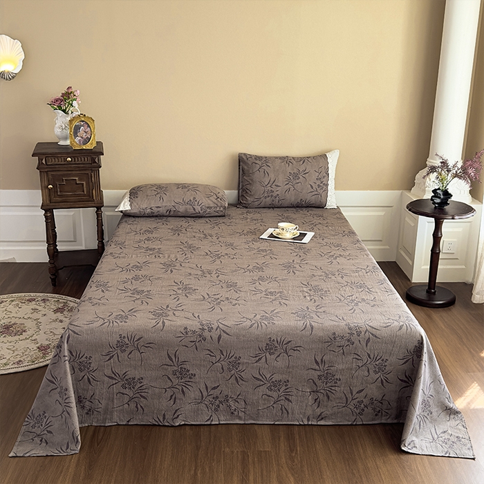 91家纺网 家纺一手货源 找家纺 丝芙妮家居（原乐视家纺） 2025新款全棉纯棉蕾丝花边原麻单件床单单品床单 风野涧