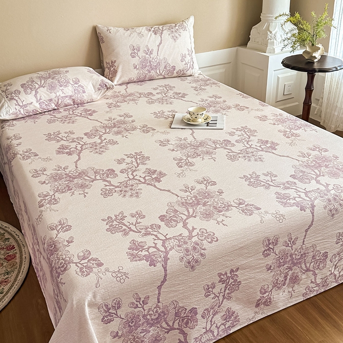 91家纺网 家纺一手货源 找家纺 丝芙妮家居（原乐视家纺） 2025新款全棉纯棉蕾丝花边原麻单件床单单品床单 月下繁花