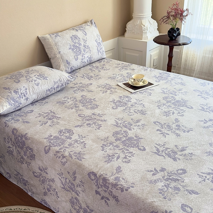 91家纺网 家纺一手货源 找家纺 丝芙妮家居（原乐视家纺） 2025新款全棉纯棉蕾丝花边原麻单件床单单品床单 梦幻花园