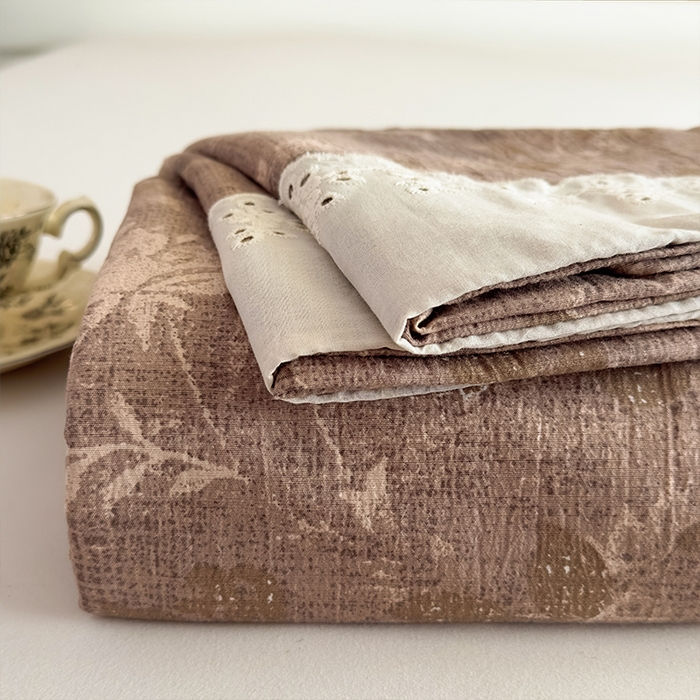 丝芙妮家居（原乐视家纺） 2025新款全棉纯棉蕾丝花边原麻单件床单单品床单 陌清香