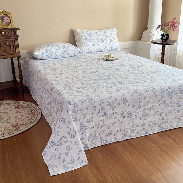 91家纺网 家纺一手货源 找家纺 丝芙妮家居（原乐视家纺） 2025新款全棉纯棉蕾丝花边原麻单件床单单品床单 庄生晓梦