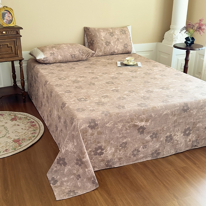 91家纺网 家纺一手货源 找家纺 丝芙妮家居（原乐视家纺） 2025新款全棉纯棉蕾丝花边原麻单件床单单品床单 陌清香