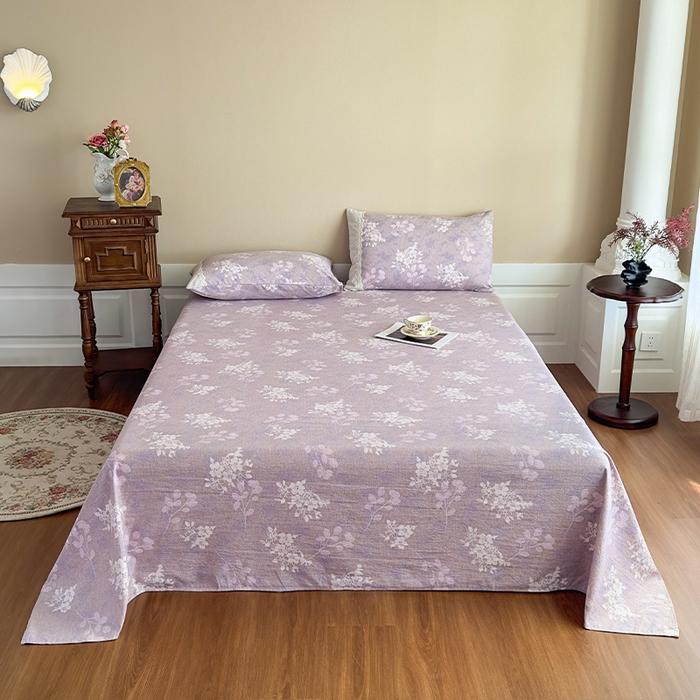 91家纺网 家纺一手货源 找家纺 丝芙妮家居（原乐视家纺） 2025新款全棉纯棉蕾丝花边原麻单件床单单品床单 花畔呢喃