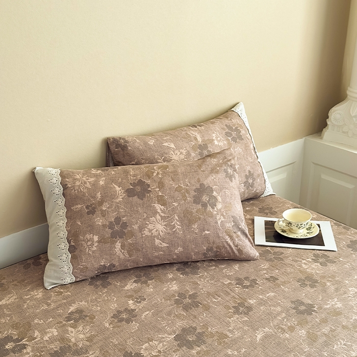 91家纺网 家纺一手货源 找家纺 丝芙妮家居（原乐视家纺） 2025新款全棉纯棉蕾丝花边原麻单件床单单品床单 陌清香