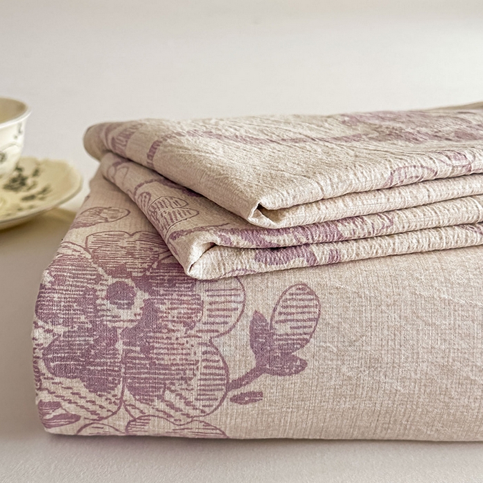 91家纺网 家纺一手货源 找家纺 丝芙妮家居（原乐视家纺） 2025新款全棉纯棉蕾丝花边原麻单件床单单品床单 月下繁花