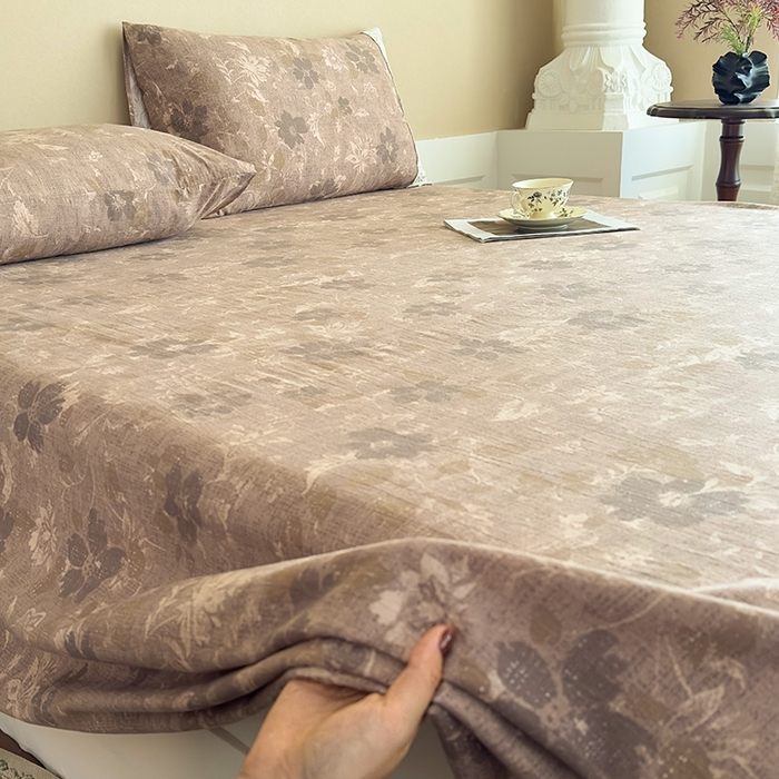 91家纺网 家纺一手货源 找家纺 丝芙妮家居（原乐视家纺） 2025新款全棉纯棉蕾丝花边原麻单件床单单品床单 陌清香