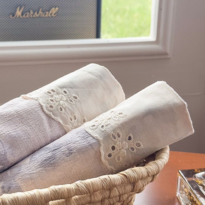 91家纺网 家纺一手货源 找家纺 丝芙妮家居（原乐视家纺） 2025新款全棉纯棉蕾丝花边原麻单件床单单品床单 暗香疏影