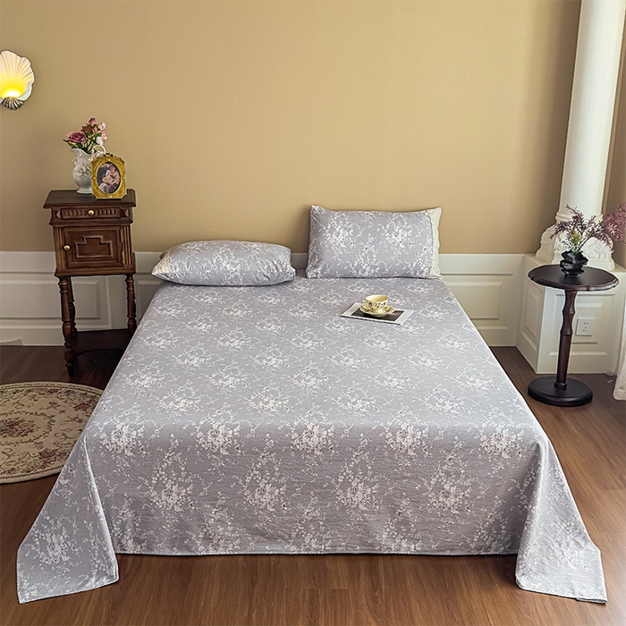 91家纺网 家纺一手货源 找家纺 丝芙妮家居（原乐视家纺） 2025新款全棉纯棉蕾丝花边原麻单件床单单品床单 花屿梦