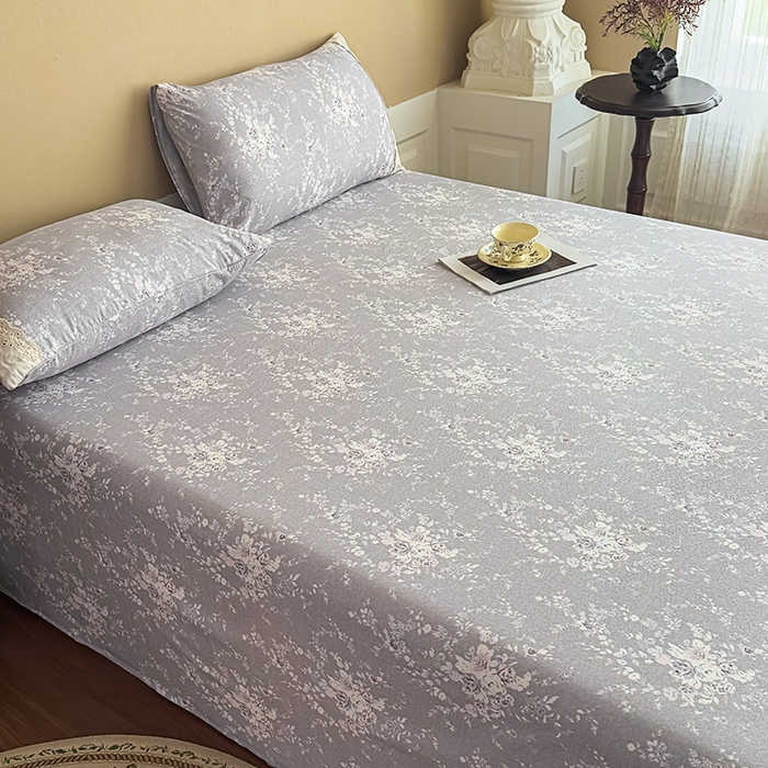 91家纺网 家纺一手货源 找家纺 丝芙妮家居（原乐视家纺） 2025新款全棉纯棉蕾丝花边原麻单件床单单品床单 花屿梦