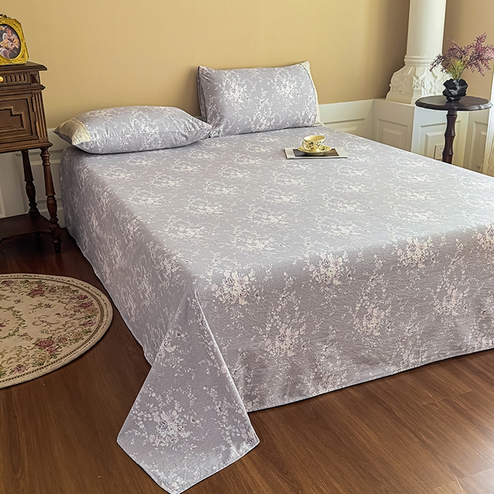 91家纺网 家纺一手货源 找家纺 丝芙妮家居（原乐视家纺） 2025新款全棉纯棉蕾丝花边原麻单件床单单品床单 花屿梦