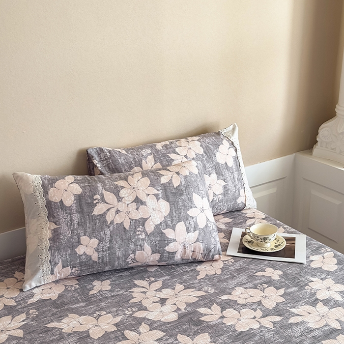 91家纺网 家纺一手货源 找家纺 丝芙妮家居（原乐视家纺） 2025新款全棉纯棉蕾丝花边原麻单件床单单品床单 漫步花庭