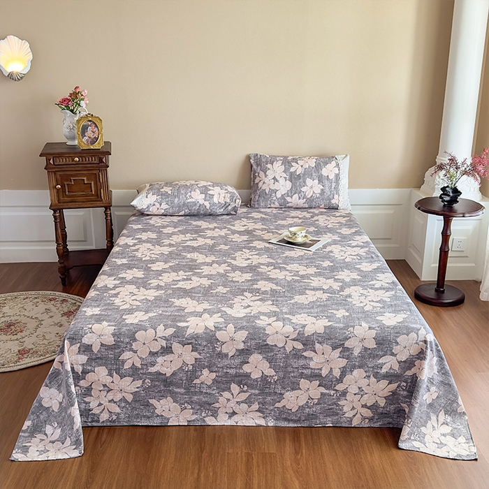 91家纺网 家纺一手货源 找家纺 丝芙妮家居（原乐视家纺） 2025新款全棉纯棉蕾丝花边原麻单件床单单品床单 漫步花庭