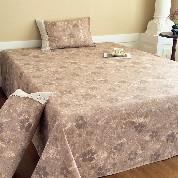 91家纺网 家纺一手货源 找家纺 丝芙妮家居（原乐视家纺） 2025新款全棉纯棉蕾丝花边原麻单件床单单品床单 陌清香