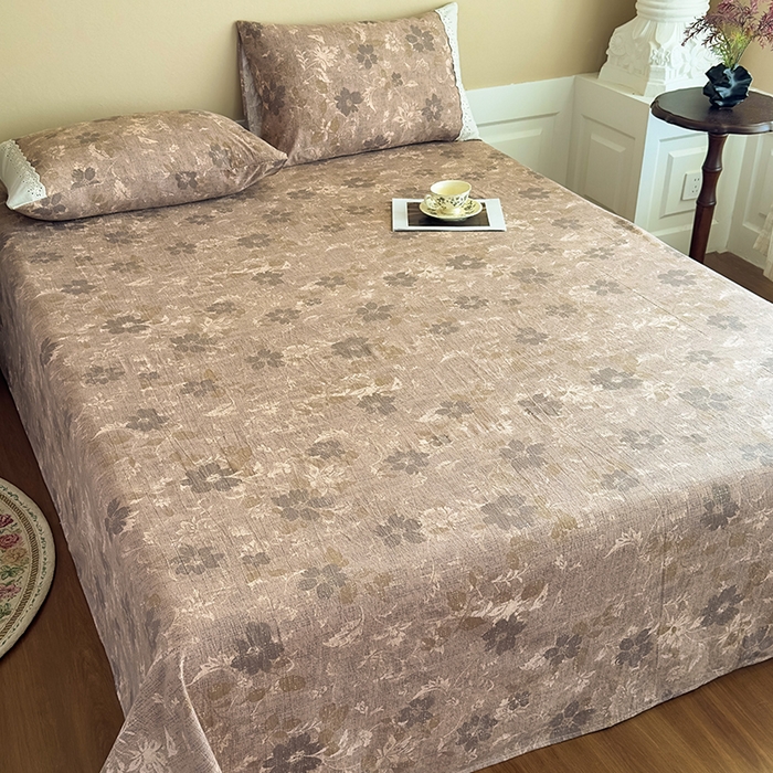 91家纺网 家纺一手货源 找家纺 丝芙妮家居（原乐视家纺） 2025新款全棉纯棉蕾丝花边原麻单件床单单品床单 陌清香