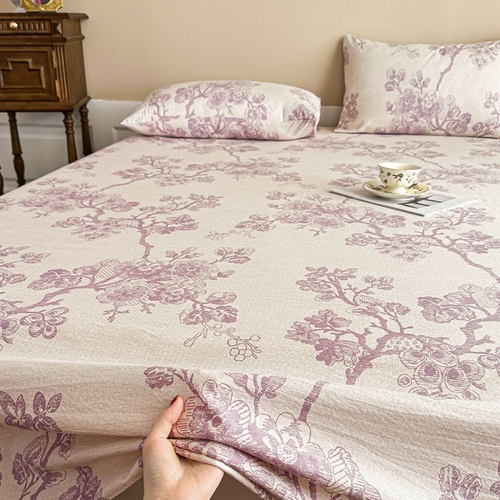 91家纺网 家纺一手货源 找家纺 丝芙妮家居（原乐视家纺） 2025新款全棉纯棉蕾丝花边原麻单件床单单品床单 月下繁花