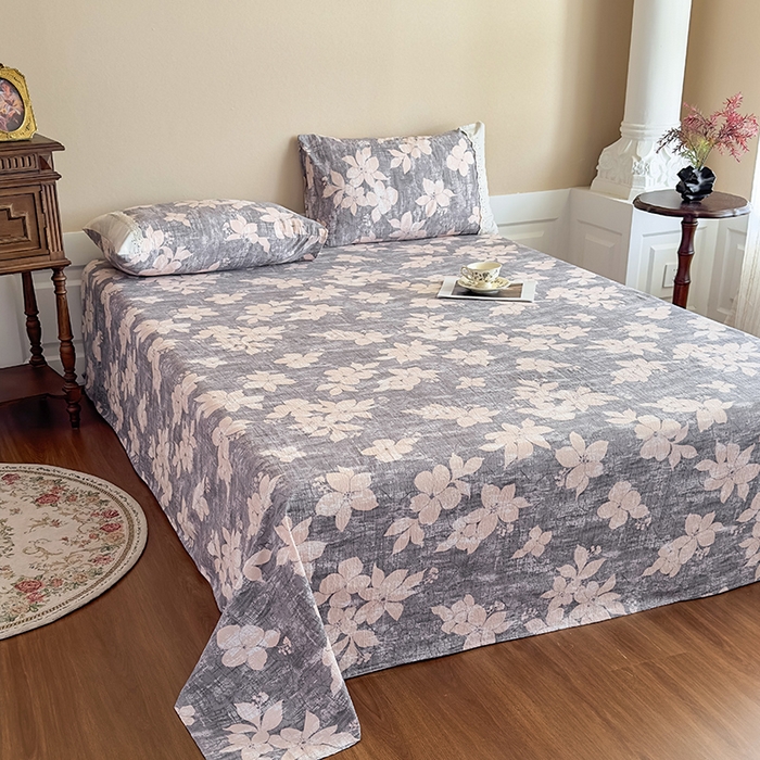 91家纺网 家纺一手货源 找家纺 丝芙妮家居（原乐视家纺） 2025新款全棉纯棉蕾丝花边原麻单件床单单品床单 漫步花庭