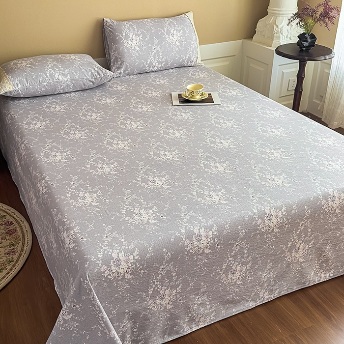 91家纺网 家纺一手货源 找家纺 丝芙妮家居（原乐视家纺） 2025新款全棉纯棉蕾丝花边原麻单件床单单品床单 花屿梦