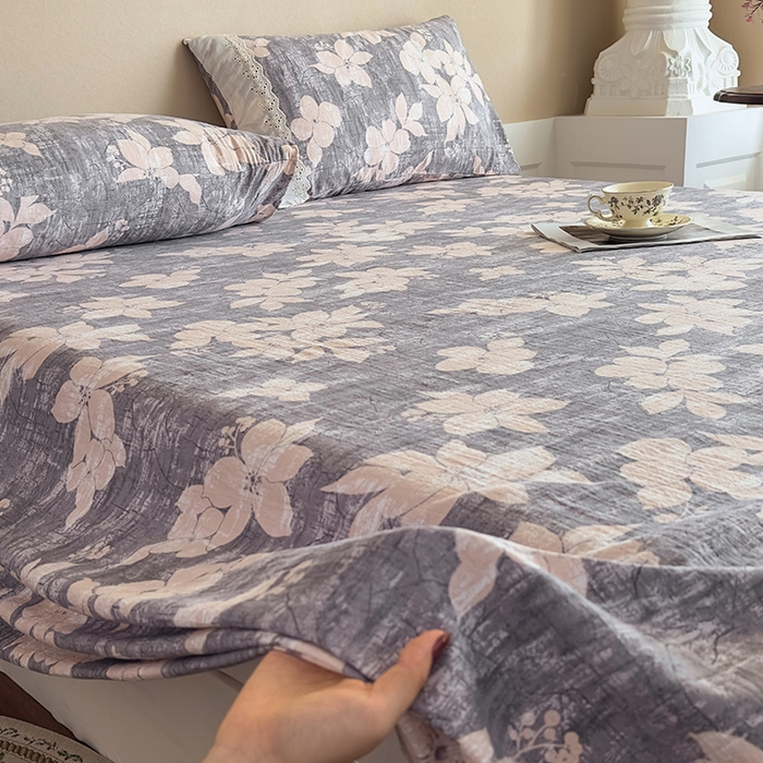 91家纺网 家纺一手货源 找家纺 丝芙妮家居（原乐视家纺） 2025新款全棉纯棉蕾丝花边原麻单件床单单品床单 漫步花庭