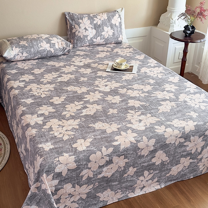 91家纺网 家纺一手货源 找家纺 丝芙妮家居（原乐视家纺） 2025新款全棉纯棉蕾丝花边原麻单件床单单品床单 漫步花庭