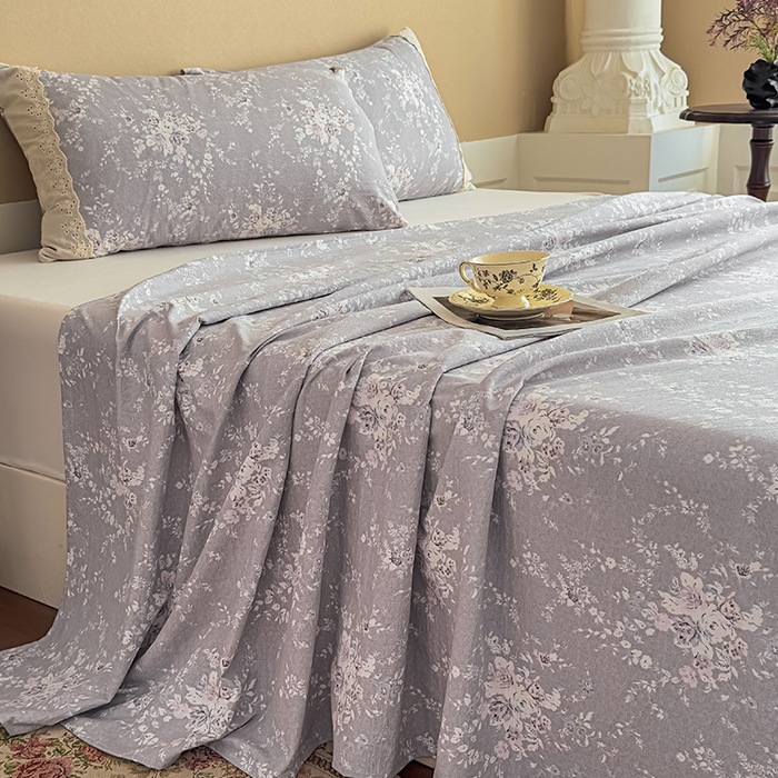 91家纺网 家纺一手货源 找家纺 丝芙妮家居（原乐视家纺） 2025新款全棉纯棉蕾丝花边原麻单件床单单品床单 花屿梦