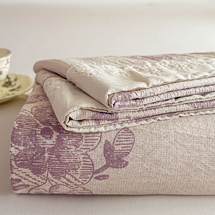 丝芙妮家居（原乐视家纺） 2025新款全棉纯棉蕾丝花边原麻单件床单单品床单 月下繁花