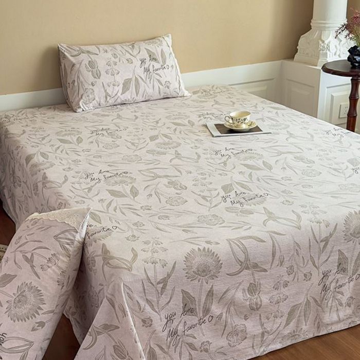 91家纺网 家纺一手货源 找家纺 丝芙妮家居（原乐视家纺） 2025新款全棉纯棉蕾丝花边原麻单件床单单品床单 叶新泽