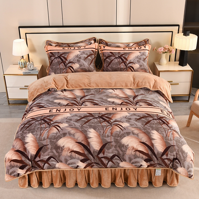 雨洋2025新款加厚保暖8.5斤牛奶绒金貂婴儿绒四件套 秋意2