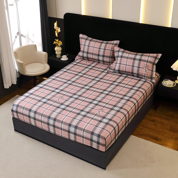 贝兰仙奴 2025新款亲肤舒适全棉磨毛多规格系列单床笠 方格恋曲