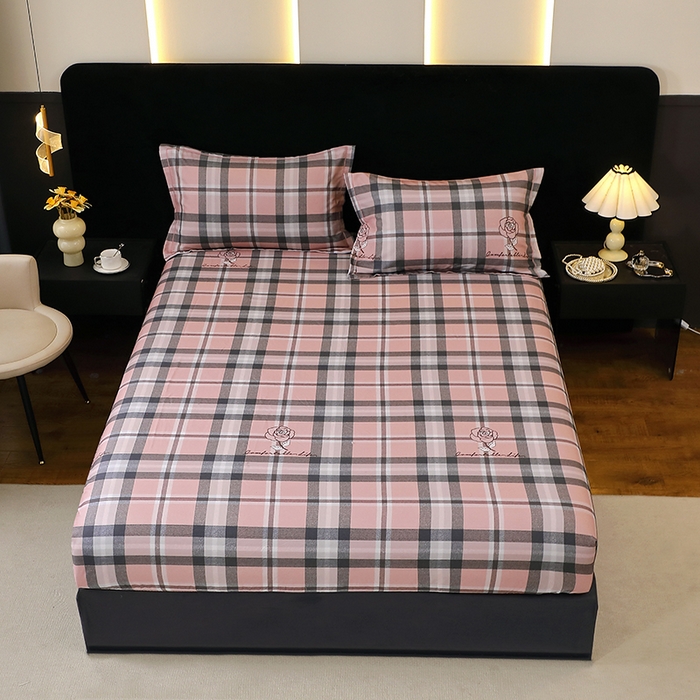 91家纺网 家纺一手货源 找家纺 贝兰仙奴 2025新款亲肤舒适全棉磨毛多规格系列单床笠 方格恋曲