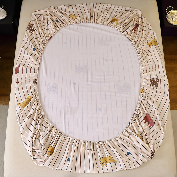 91家纺网 家纺一手货源 找家纺 贝兰仙奴 2025新款亲肤舒适全棉磨毛多规格系列单床笠 可爱猫