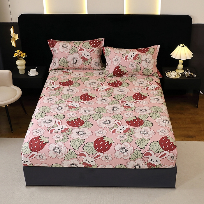 91家纺网 家纺一手货源 找家纺 贝兰仙奴 2025新款亲肤舒适全棉磨毛多规格系列单床笠 兔宝贝粉