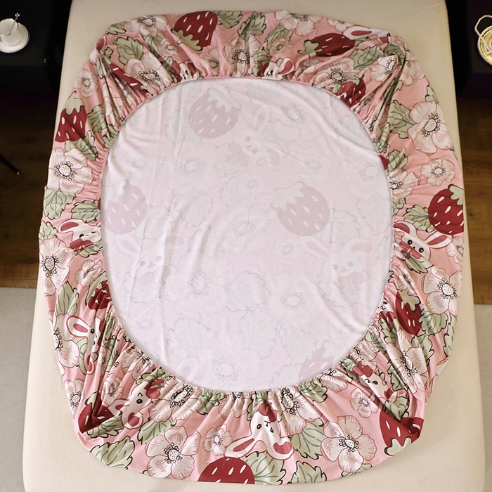 91家纺网 家纺一手货源 找家纺 贝兰仙奴 2025新款亲肤舒适全棉磨毛多规格系列单床笠 兔宝贝粉