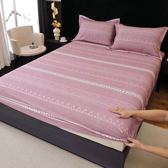 91家纺网 家纺一手货源 找家纺 贝兰仙奴 2025新款亲肤舒适全棉磨毛多规格系列单床笠 维卡斯粉