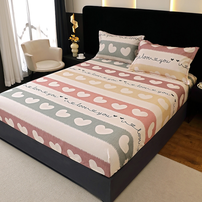 91家纺网 家纺一手货源 找家纺 贝兰仙奴 2025新款亲肤舒适全棉磨毛多规格系列单床笠 心相近