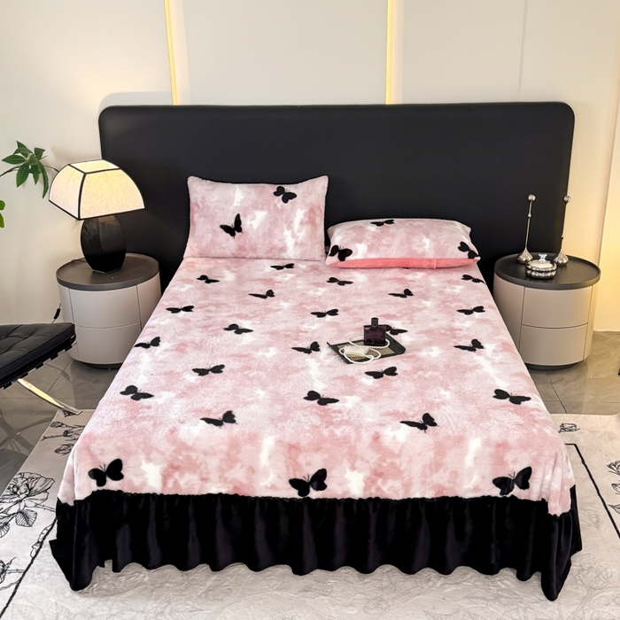 91家纺网 家纺一手货源 找家纺 （总）小叮当家纺仓储工厂店 2025新款美拉德系列兔毛单床裙 床裙单件