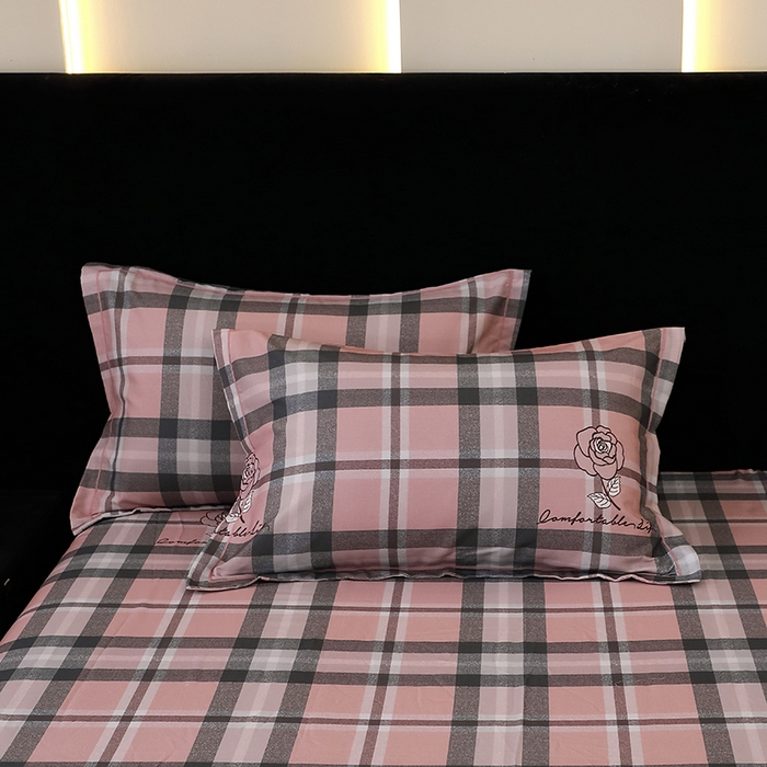 贝兰仙奴 2025新款亲肤舒适全棉磨毛多规格系列单枕套 方格恋曲