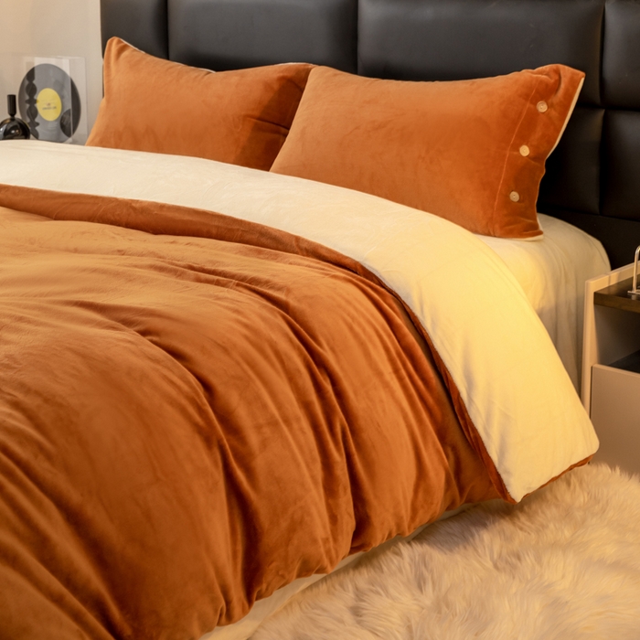 ONE TWO ONE 121 2025新款高克重牛奶绒纽扣款纽扣大宽边系列四件套风格三 纽扣大宽边-焦糖