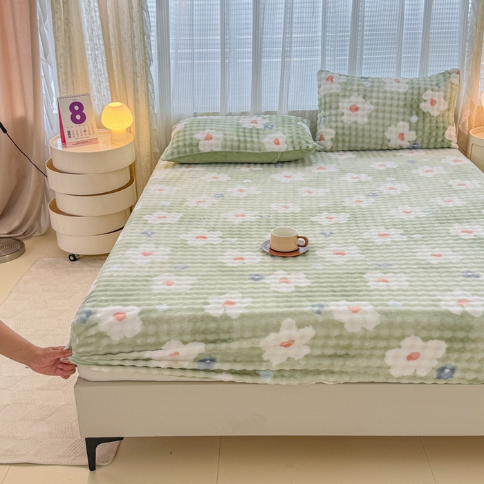 91家纺网 家纺一手货源 找家纺 （总）小叮当家纺仓储工厂店 2025新款兔兔绒牛奶绒印花单床笠 床笠单件