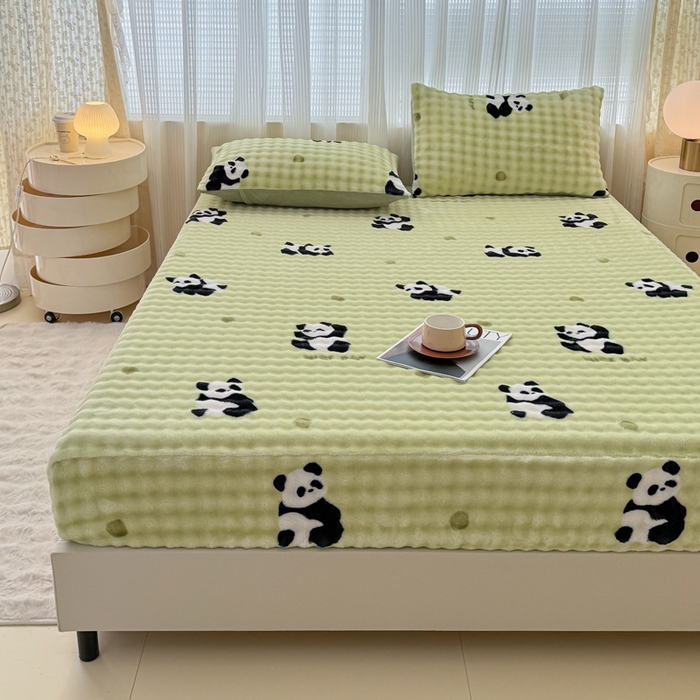 91家纺网 家纺一手货源 找家纺 （总）小叮当家纺仓储工厂店 2025新款兔兔绒牛奶绒印花单床笠 床笠单件