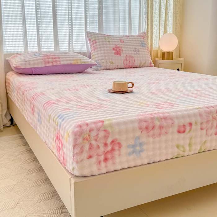 91家纺网 家纺一手货源 找家纺 小叮当家纺仓储工厂店 2025新款兔兔绒牛奶绒印花单床笠 床笠单件 床笠-花语