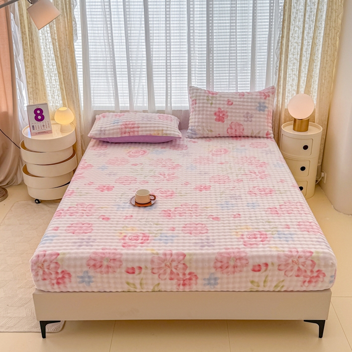 91家纺网 家纺一手货源 找家纺 小叮当家纺仓储工厂店 2025新款兔兔绒牛奶绒印花单床笠 床笠单件 床笠-花语