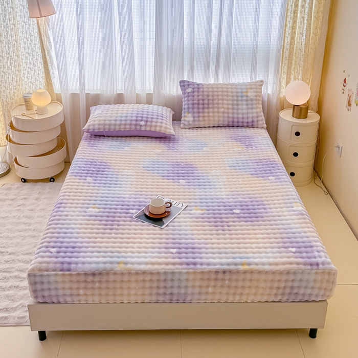 91家纺网 家纺一手货源 找家纺 小叮当家纺仓储工厂店 2025新款兔兔绒牛奶绒印花单床笠 床笠单件 床笠-星空