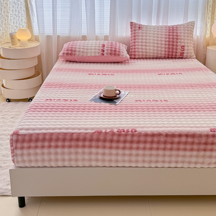 91家纺网 家纺一手货源 找家纺 小叮当家纺仓储工厂店 2025新款兔兔绒牛奶绒印花单床笠 床笠单件 床笠-时尚粉